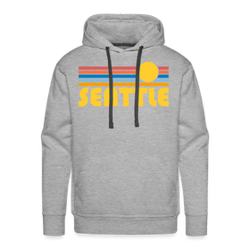 Premium Seattle, Washington Hoodie - Retro Sun Premium Men's Seattle Sweatshirt / Hoodie - heather grey