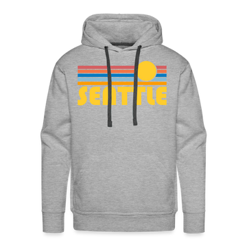 Premium Seattle, Washington Hoodie - Retro Sun Premium Men's Seattle Sweatshirt / Hoodie - heather grey