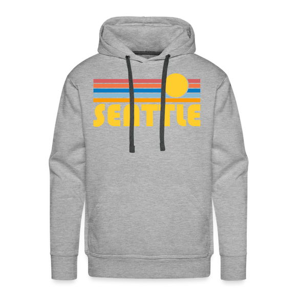 Premium Seattle, Washington Hoodie - Retro Sun Premium Men's Seattle Sweatshirt / Hoodie - heather grey