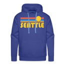 Premium Seattle, Washington Hoodie - Retro Sun Premium Men's Seattle Sweatshirt / Hoodie - royal blue