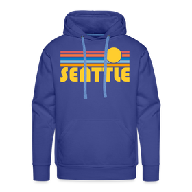 Premium Seattle, Washington Hoodie - Retro Sun Premium Men's Seattle Sweatshirt / Hoodie - royal blue