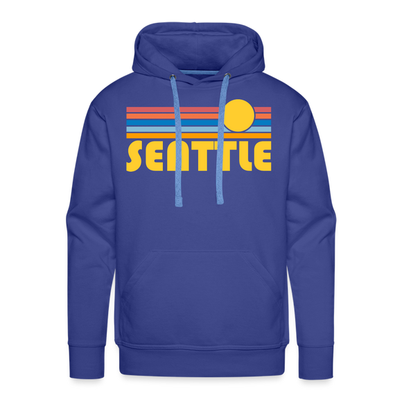 Premium Seattle, Washington Hoodie - Retro Sun Premium Men's Seattle Sweatshirt / Hoodie - royal blue