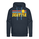 Premium Seattle, Washington Hoodie - Retro Sun Premium Men's Seattle Sweatshirt / Hoodie - navy