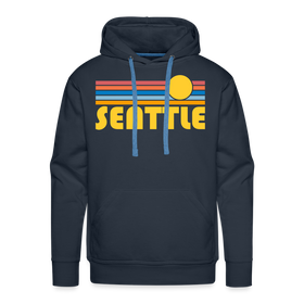 Premium Seattle, Washington Hoodie - Retro Sun Premium Men's Seattle Sweatshirt / Hoodie - navy