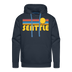 Premium Seattle, Washington Hoodie - Retro Sun Premium Men's Seattle Sweatshirt / Hoodie - navy