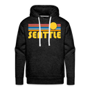 Premium Seattle, Washington Hoodie - Retro Sun Premium Men's Seattle Sweatshirt / Hoodie - charcoal grey