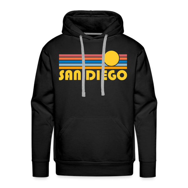 Premium San Diego, California Hoodie - Retro Sun Premium Men's San Diego Sweatshirt / Hoodie - black