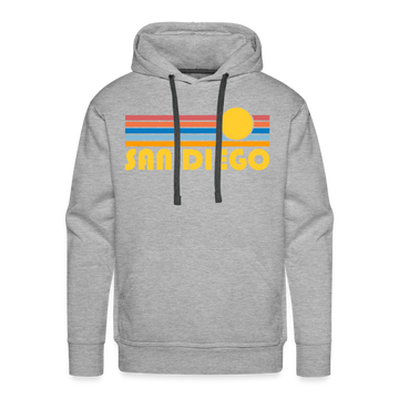 Premium San Diego, California Hoodie - Retro Sun Premium Men's San Diego Sweatshirt / Hoodie - heather grey