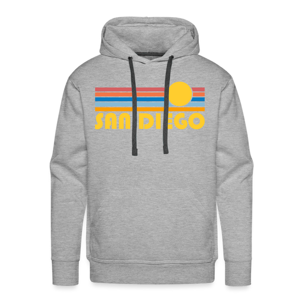 Premium San Diego, California Hoodie - Retro Sun Premium Men's San Diego Sweatshirt / Hoodie - heather grey