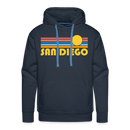 Premium San Diego, California Hoodie - Retro Sun Premium Men's San Diego Sweatshirt / Hoodie - navy