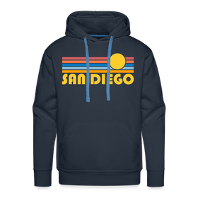 Premium San Diego, California Hoodie - Retro Sun Premium Men's San Diego Sweatshirt / Hoodie - navy
