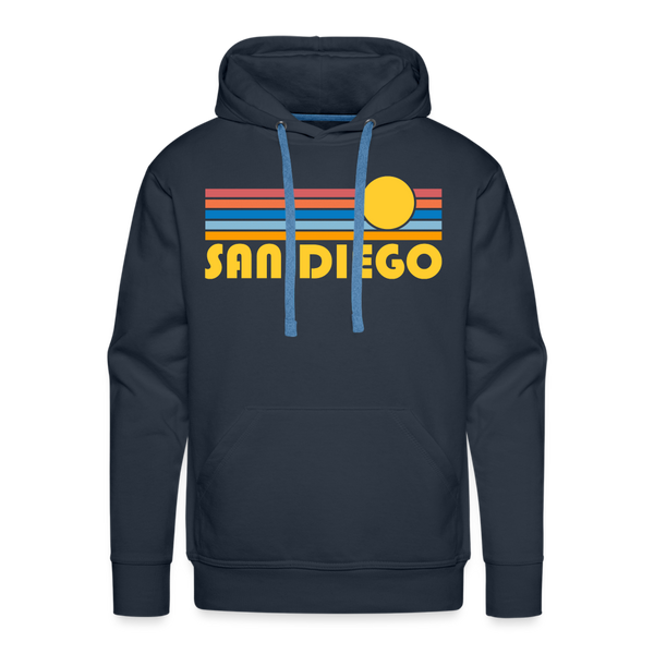 Premium San Diego, California Hoodie - Retro Sun Premium Men's San Diego Sweatshirt / Hoodie - navy