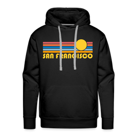 Premium San Francisco, California Hoodie - Retro Sun Premium Men's San Francisco Sweatshirt / Hoodie - black