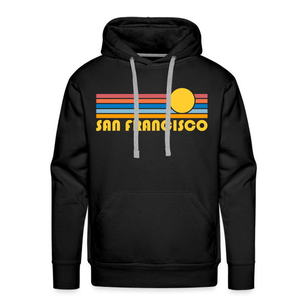 Premium San Francisco, California Hoodie - Retro Sun Premium Men's San Francisco Sweatshirt / Hoodie - black