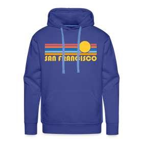 Premium San Francisco, California Hoodie - Retro Sun Premium Men's San Francisco Sweatshirt / Hoodie - royal blue
