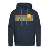 Premium San Francisco, California Hoodie - Retro Sun Premium Men's San Francisco Sweatshirt / Hoodie - navy