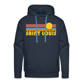 Premium St. Louis, Missouri Hoodie - Retro Sun Premium Men's St. Louis Sweatshirt / Hoodie - navy