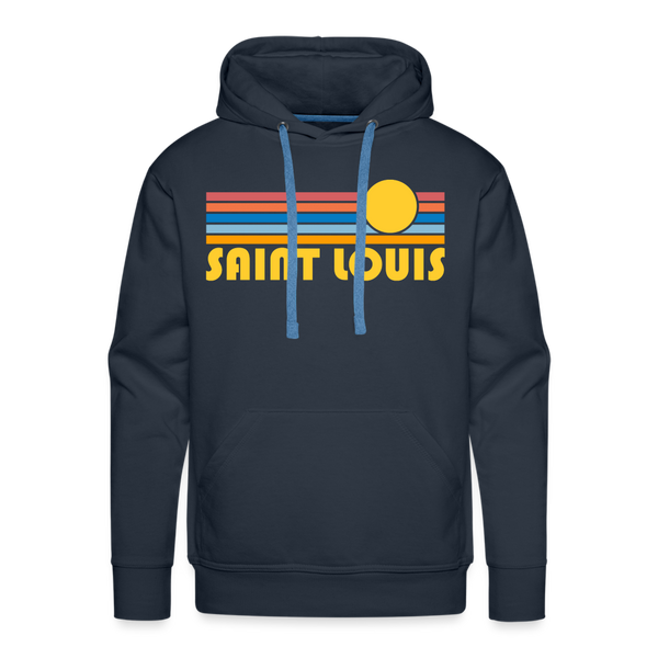 Premium St. Louis, Missouri Hoodie - Retro Sun Premium Men's St. Louis Sweatshirt / Hoodie - navy