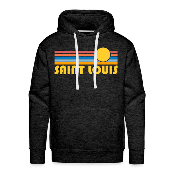 Premium St. Louis, Missouri Hoodie - Retro Sun Premium Men's St. Louis Sweatshirt / Hoodie - charcoal grey