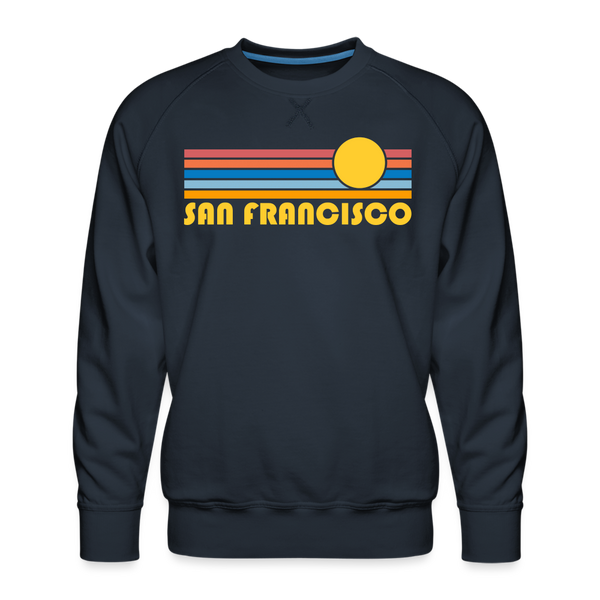 Premium San Francisco, California Sweatshirt - Retro Sun Premium Men's San Francisco Sweatshirt - navy