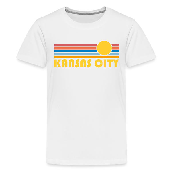 Kansas City, Missouri Youth Shirt - Retro Sunrise Kansas City Kid's T-Shirt - white