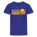 Kansas City, Missouri Youth Shirt - Retro Sunrise Kansas City Kid's T-Shirt - royal blue