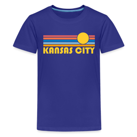 Kansas City, Missouri Youth Shirt - Retro Sunrise Kansas City Kid's T-Shirt - royal blue