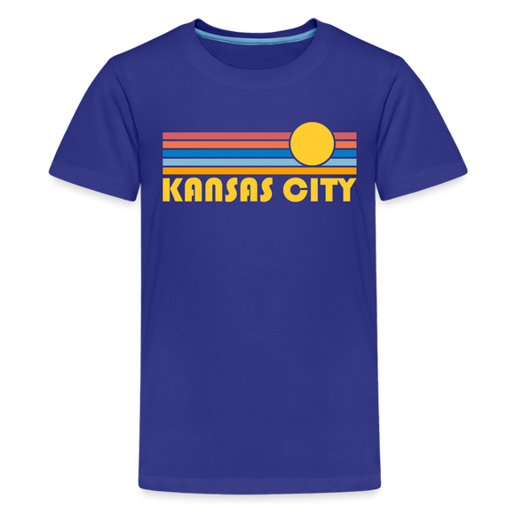 Kansas City, Missouri Youth Shirt - Retro Sunrise Kansas City Kid's T-Shirt - royal blue