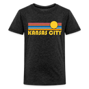 Kansas City, Missouri Youth Shirt - Retro Sunrise Kansas City Kid's T-Shirt - charcoal grey