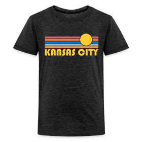 Kansas City, Missouri Youth Shirt - Retro Sunrise Kansas City Kid's T-Shirt - charcoal grey