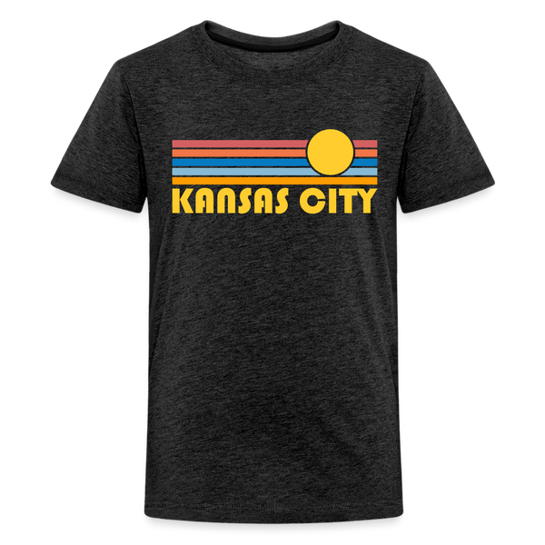 Kansas City, Missouri Youth Shirt - Retro Sunrise Kansas City Kid's T-Shirt - charcoal grey