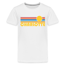 Charlotte, North Carolina Youth Shirt - Retro Sunrise Charlotte Kid's T-Shirt - white