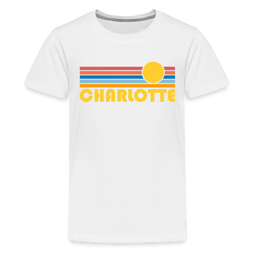 Charlotte, North Carolina Youth Shirt - Retro Sunrise Charlotte Kid's T-Shirt - white