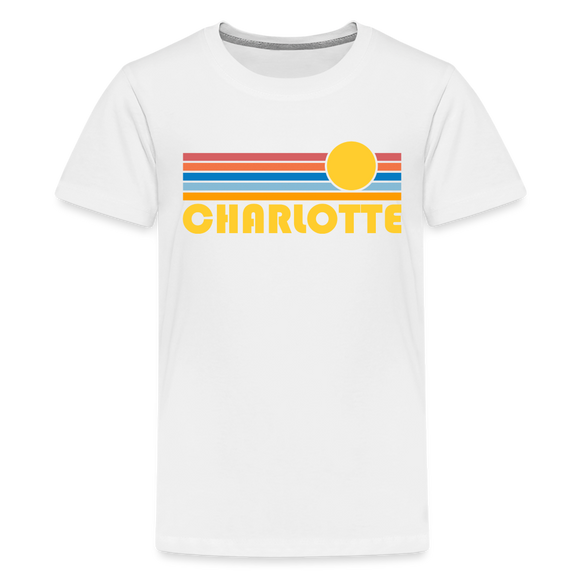 Charlotte, North Carolina Youth Shirt - Retro Sunrise Charlotte Kid's T-Shirt - white