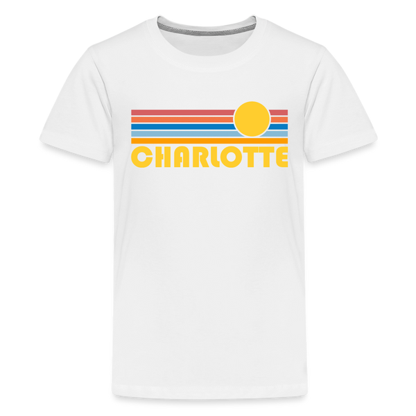 Charlotte, North Carolina Youth Shirt - Retro Sunrise Charlotte Kid's T-Shirt - white