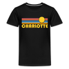 Charlotte, North Carolina Youth Shirt - Retro Sunrise Charlotte Kid's T-Shirt - black