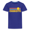 Charlotte, North Carolina Youth Shirt - Retro Sunrise Charlotte Kid's T-Shirt - royal blue