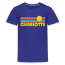 Charlotte, North Carolina Youth Shirt - Retro Sunrise Charlotte Kid's T-Shirt - royal blue