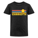 Charlotte, North Carolina Youth Shirt - Retro Sunrise Charlotte Kid's T-Shirt - charcoal grey