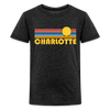 Charlotte, North Carolina Youth Shirt - Retro Sunrise Charlotte Kid's T-Shirt - charcoal grey