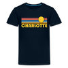 Charlotte, North Carolina Youth Shirt - Retro Sunrise Charlotte Kid's T-Shirt - deep navy