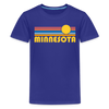 Minnesota Youth Shirt - Retro Sunrise Minnesota Kid's T-Shirt - royal blue