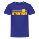 Minnesota Youth Shirt - Retro Sunrise Minnesota Kid's T-Shirt - royal blue