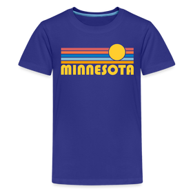 Minnesota Youth Shirt - Retro Sunrise Minnesota Kid's T-Shirt - royal blue