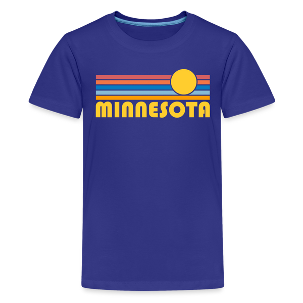 Minnesota Youth Shirt - Retro Sunrise Minnesota Kid's T-Shirt - royal blue