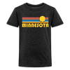 Minnesota Youth Shirt - Retro Sunrise Minnesota Kid's T-Shirt - charcoal grey