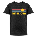 Minnesota Youth Shirt - Retro Sunrise Minnesota Kid's T-Shirt - charcoal grey
