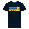Minnesota Youth Shirt - Retro Sunrise Minnesota Kid's T-Shirt - deep navy