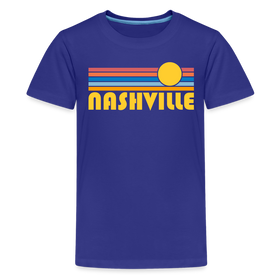 Nashville, Tennessee Youth Shirt - Retro Sunrise Nashville Kid's T-Shirt - royal blue