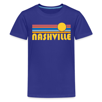 Nashville, Tennessee Youth Shirt - Retro Sunrise Nashville Kid's T-Shirt - royal blue